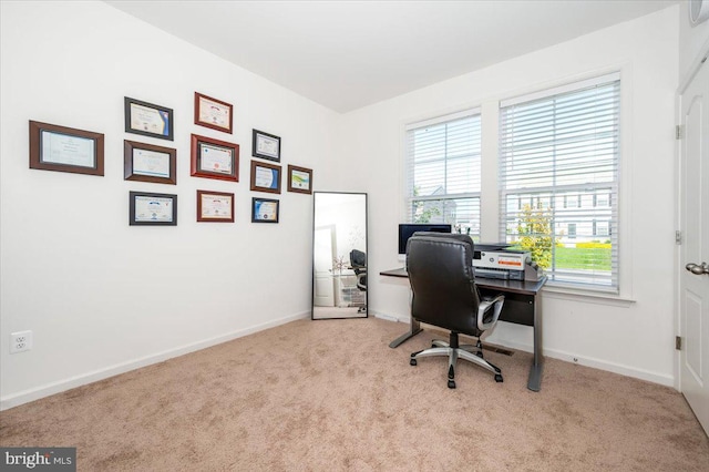 office featuring carpet and baseboards