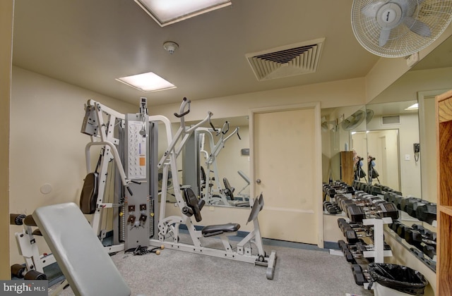 exercise room with visible vents