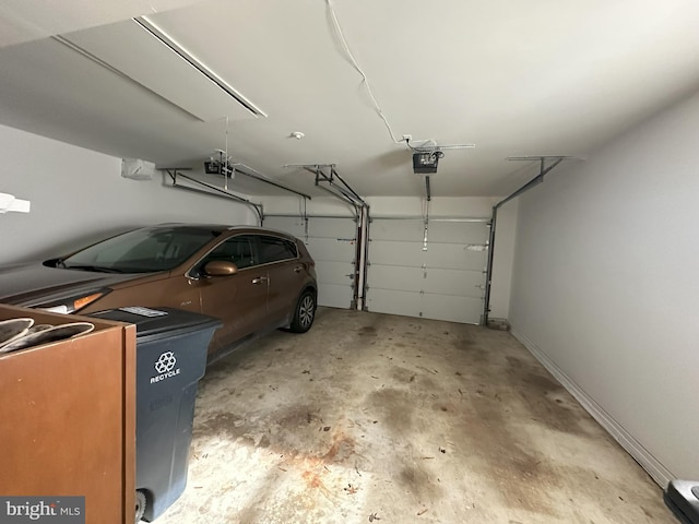 garage with a garage door opener