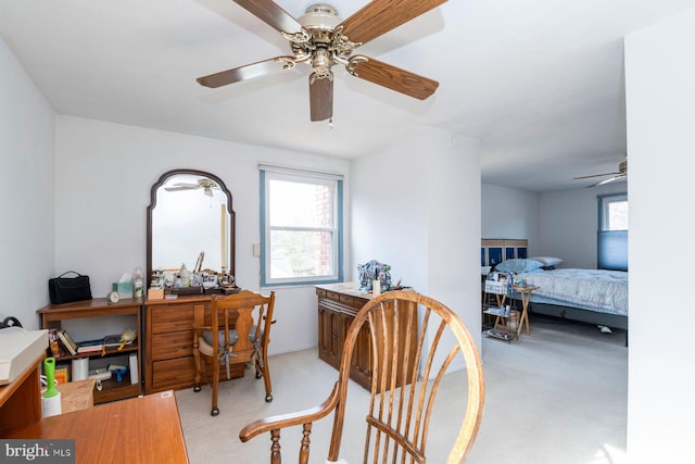 home office featuring light colored carpet