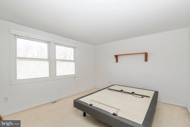 game room featuring light carpet and visible vents