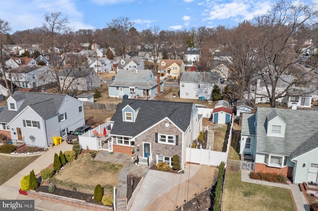 bird's eye view with a residential view