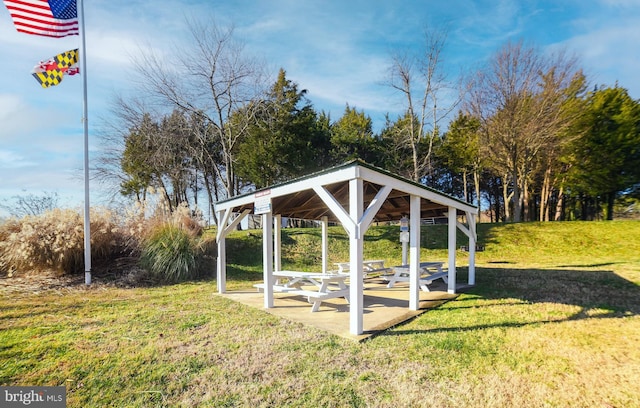 exterior space featuring a gazebo