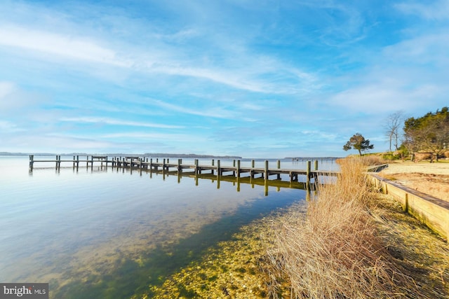 dock area featuring a water view