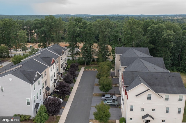 drone / aerial view with a forest view