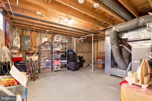 view of unfinished basement