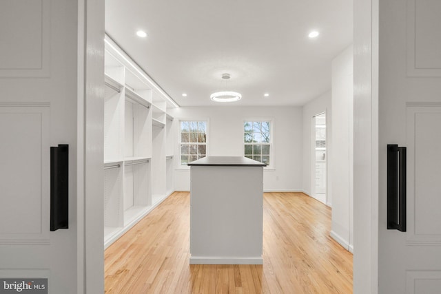 walk in closet featuring light wood-style flooring