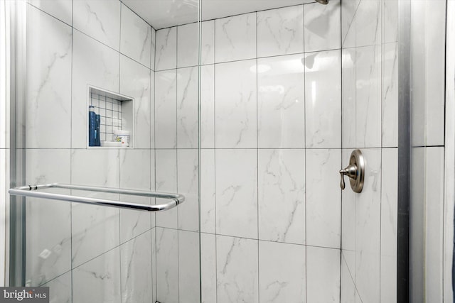 bathroom with a shower stall