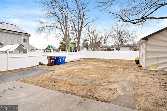 view of yard featuring a fenced backyard