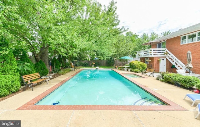 5924 Kimble Ct, Falls Church, VA 22041 - view of swimming pool with a fenced in pool, a patio, a fenced backyard, and stairs