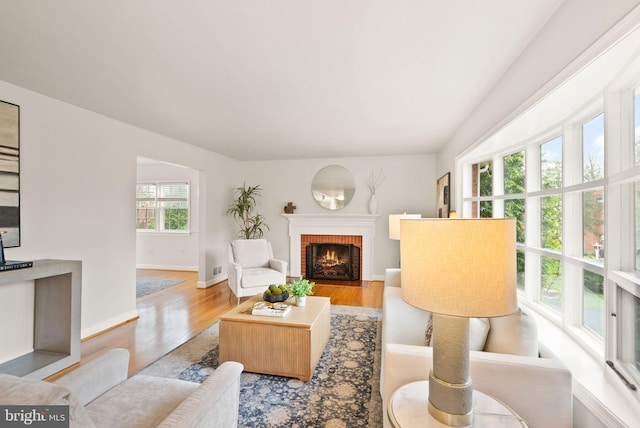 5924 Kimble Ct, Falls Church, VA 22041 - living area with wood finished floors, a fireplace, and baseboards