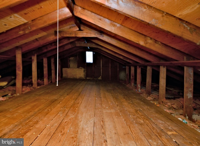 view of unfinished attic