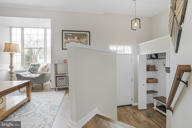 entryway with wood finished floors