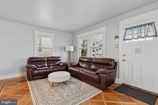 living area with baseboards