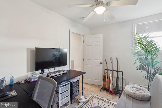 office featuring a ceiling fan