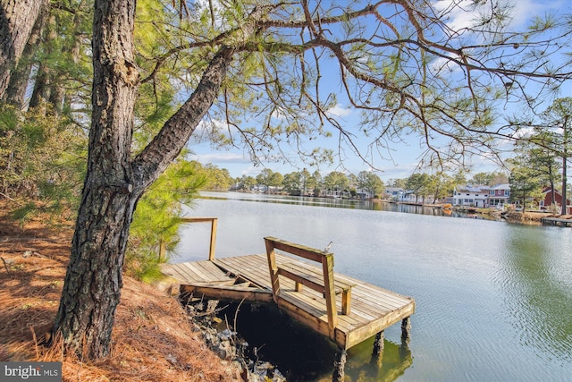 view of dock featuring a water view