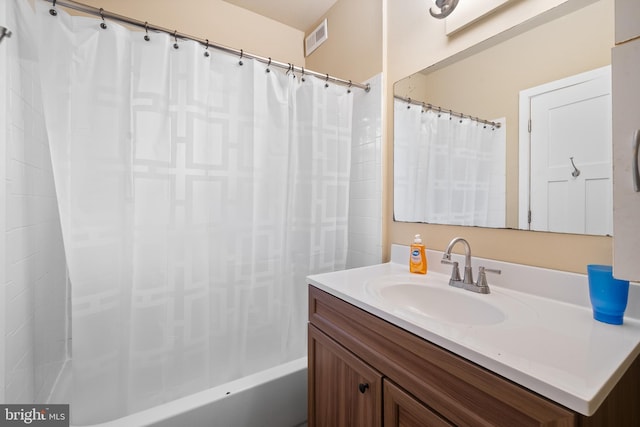 5724 4th St NW, Washington, DC 20011 - bathroom featuring vanity and shower / tub combo with curtain