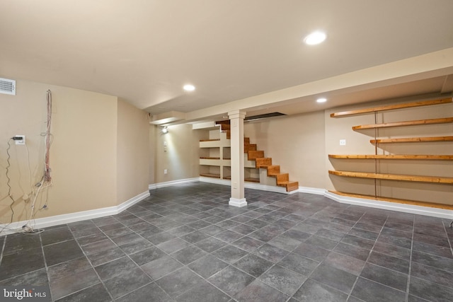 5724 4th St NW, Washington, DC 20011 - finished below grade area featuring stairs, recessed lighting, and baseboards