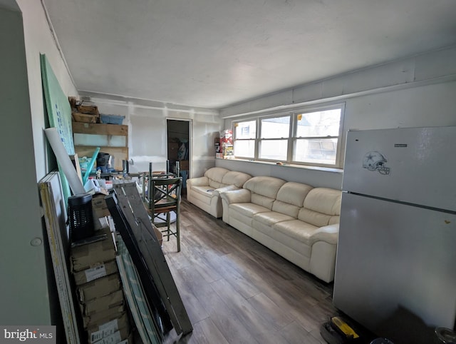 living room with wood finished floors