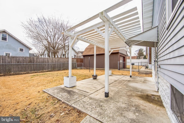 view of patio with a fenced backyard and a pergola