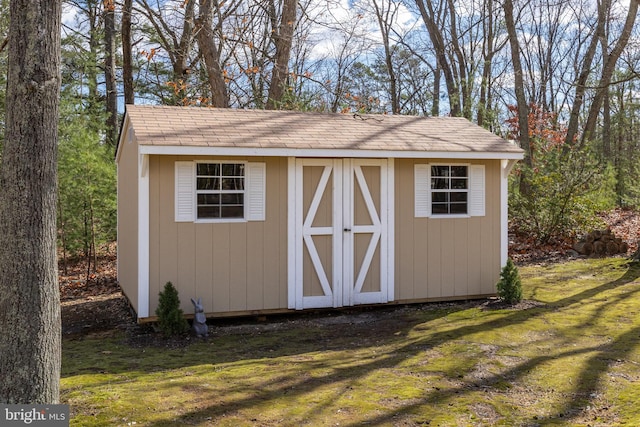 view of shed