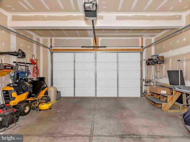 garage with a garage door opener