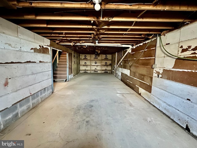 unfinished below grade area with stairs