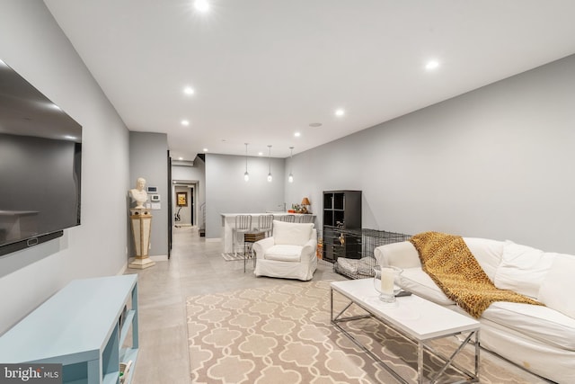 living area featuring recessed lighting