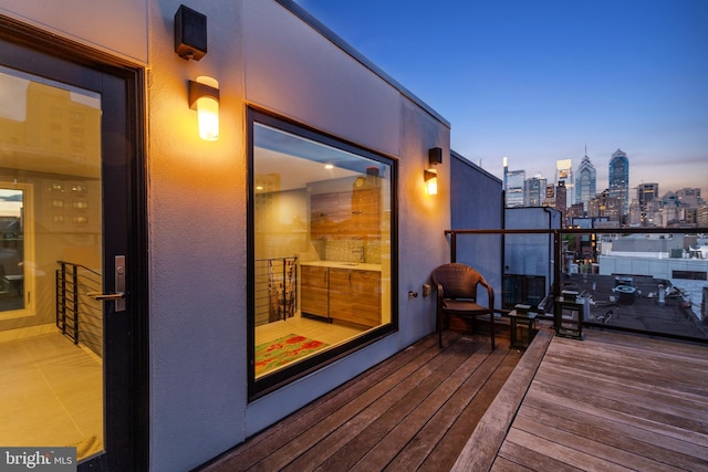 deck with a view of city