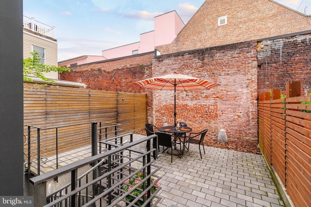 view of patio / terrace with outdoor dining space and a fenced backyard