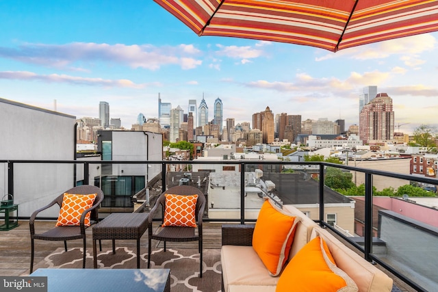 balcony with a view of city