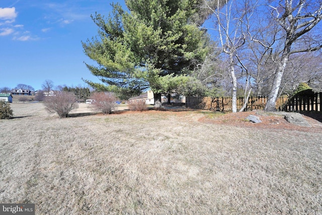 view of yard featuring fence