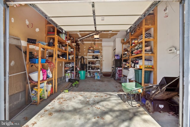 garage with a garage door opener