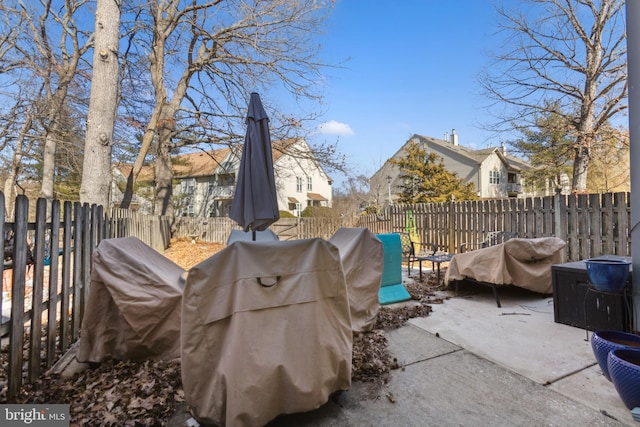 view of patio / terrace with a fenced backyard and grilling area