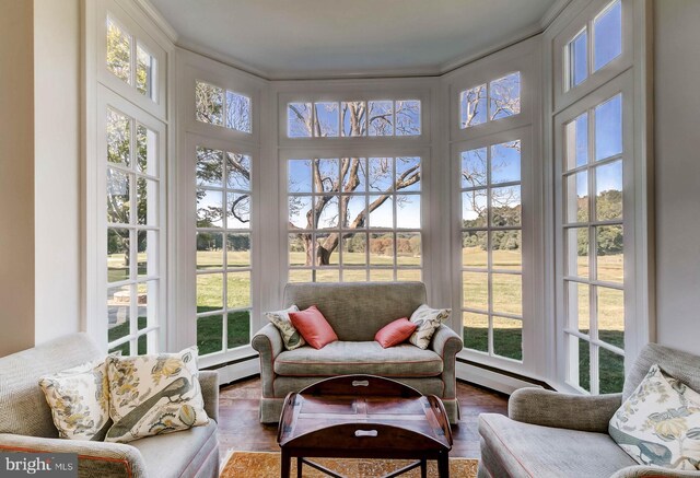 13401 Longnecker Rd, Reisterstown, MD 21136 - sunroom / solarium featuring a wealth of natural light and a baseboard radiator