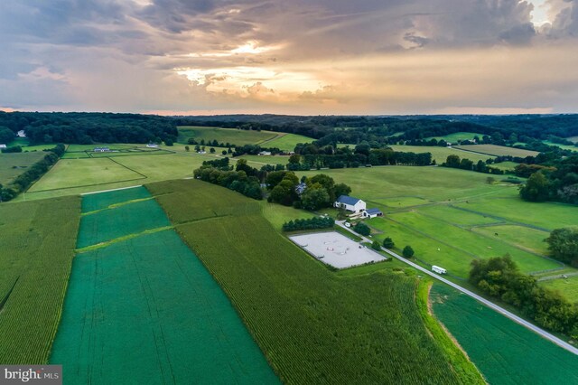 13401 Longnecker Rd, Reisterstown, MD 21136 - aerial view at dusk featuring a rural view