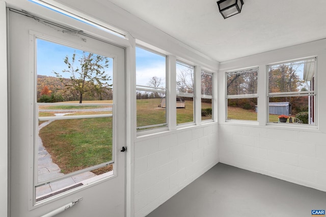 view of unfurnished sunroom