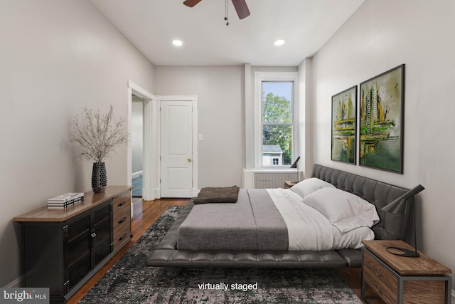 1306 E St NE, Washington, DC 20002 - bedroom featuring wood finished floors, recessed lighting, and ceiling fan