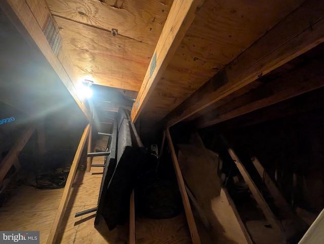 view of unfinished attic