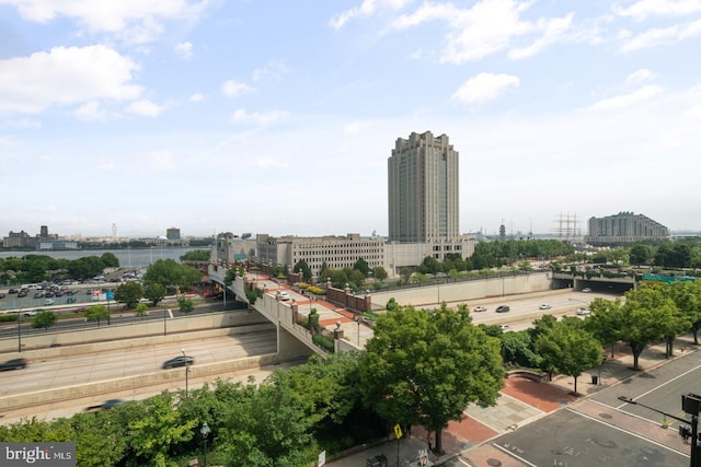 birds eye view of property featuring a city view