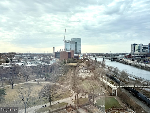 city view with a water view