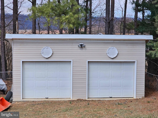 view of detached garage