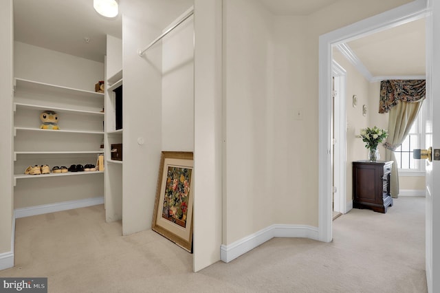 interior space featuring carpet flooring and baseboards