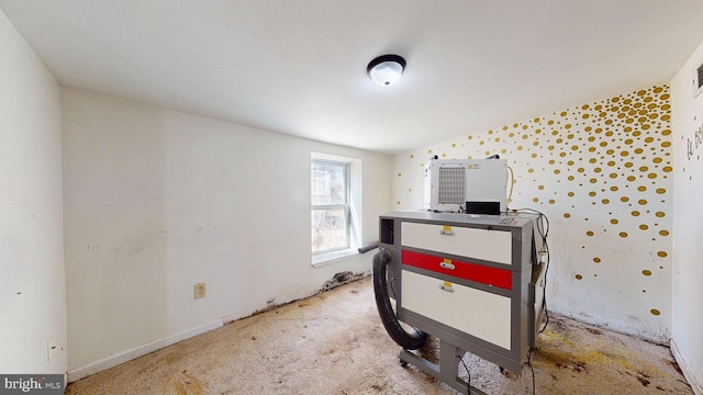 playroom with carpet and vaulted ceiling