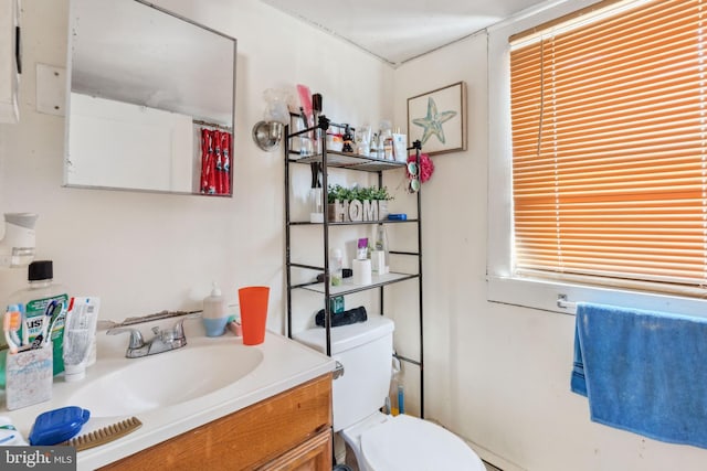 bathroom with toilet and vanity