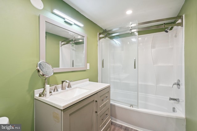 full bathroom featuring  shower combination and vanity