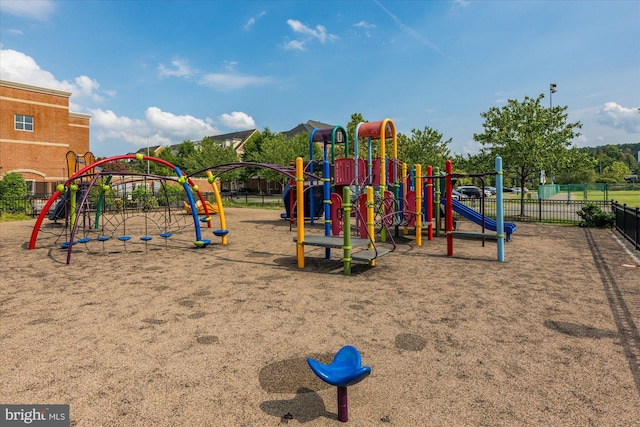 communal playground with fence