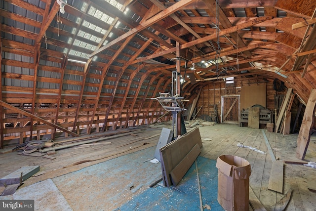 view of unfinished attic