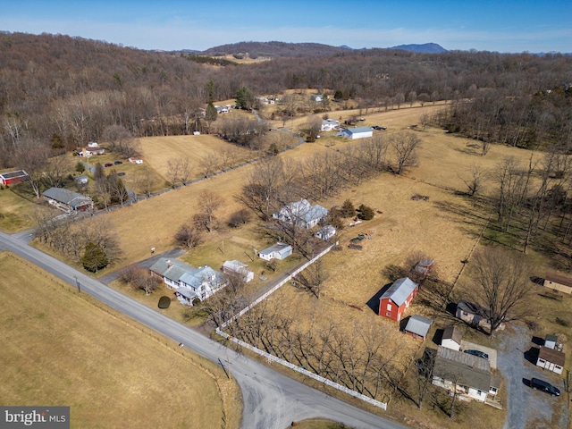 bird's eye view with a rural view and a mountain view