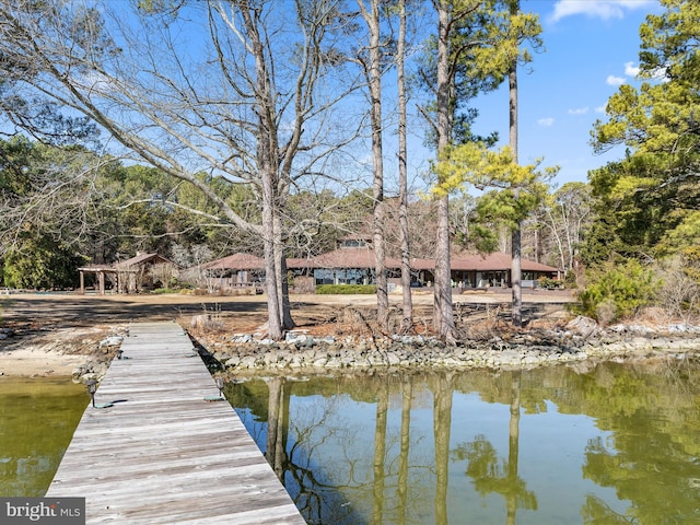 dock area with a water view